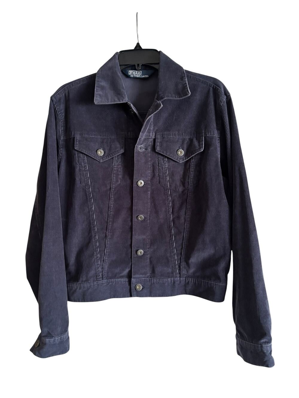 Polo Ralph Lauren Mens Size Small Corduroy Trucker Jacket Vintage 90s Navy Blue
